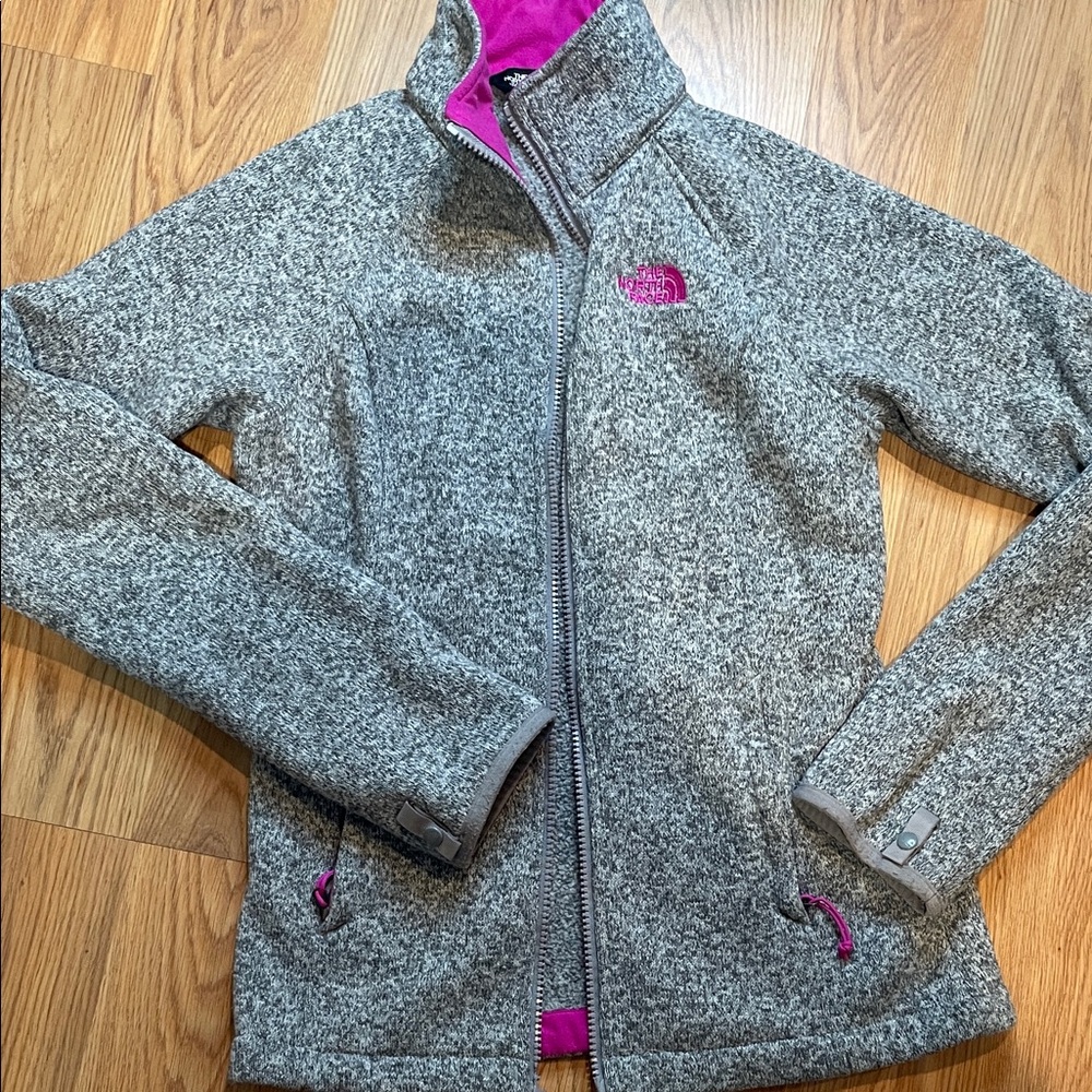 The North Face Women's Heather Gray Jacket with Pink Highlights